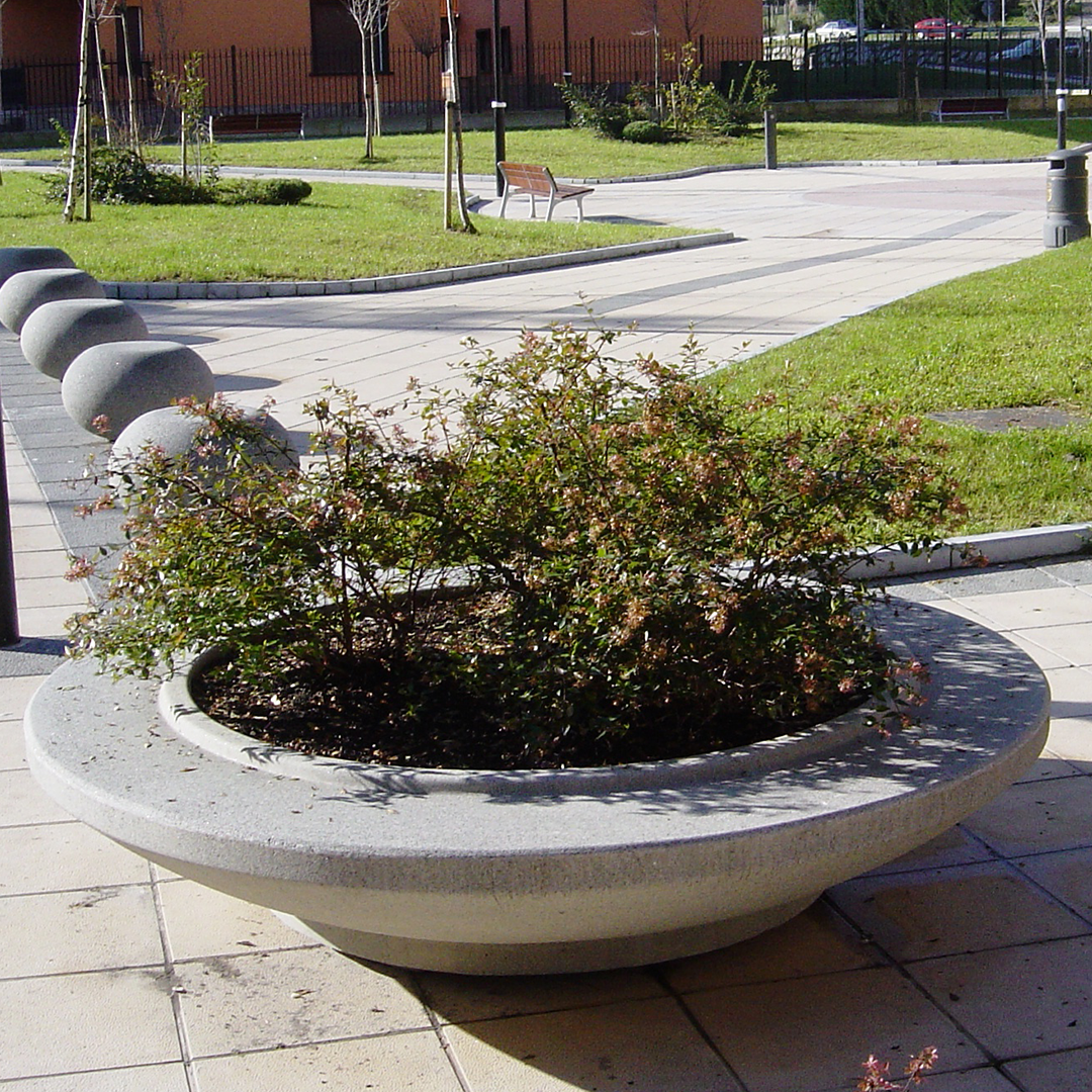 Dish Betonbank und Pflanzgefäß