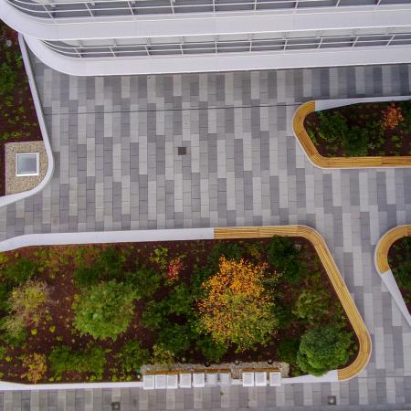 Donautower, Ingolstadt, Shape Hochbeete auf Dachgarten