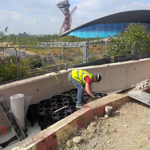 Einbau StrataCell Wurzelkammersystem auf Dach