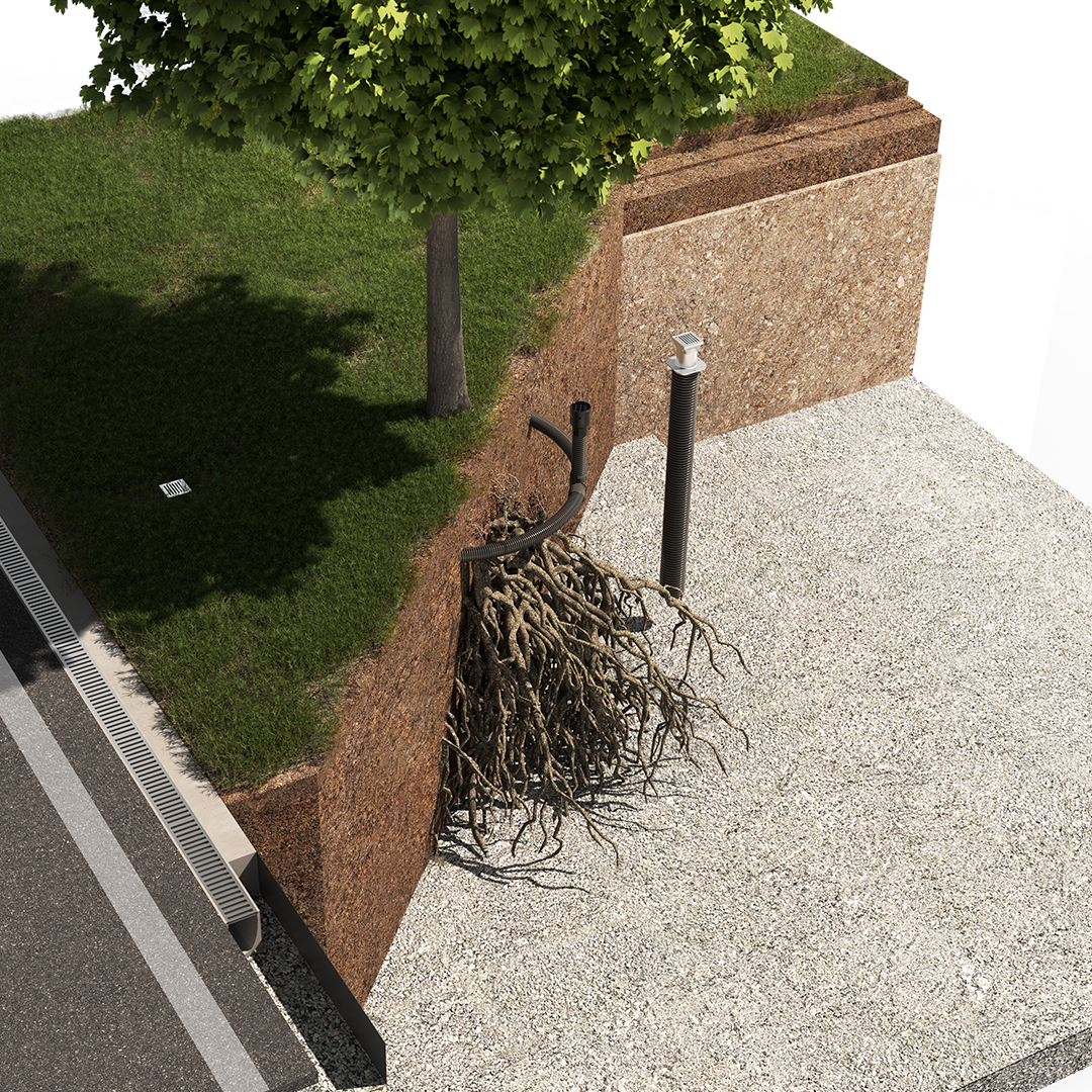 Komponenten für Baumpflanzungen in unbefestigten Bereichen